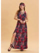 V Neck Slit Red Long Dress 4645